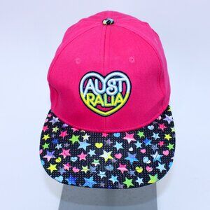 Kids Australia Heart Snapback Hat Pink Stars Youth Size Medium 7-14